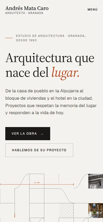 Portada de la web de Andrés Mata Caro en un móvil