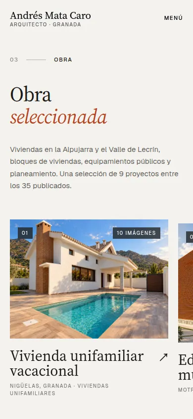 Obra seleccionada en un móvil, con la vivienda vacacional de Nigüelas